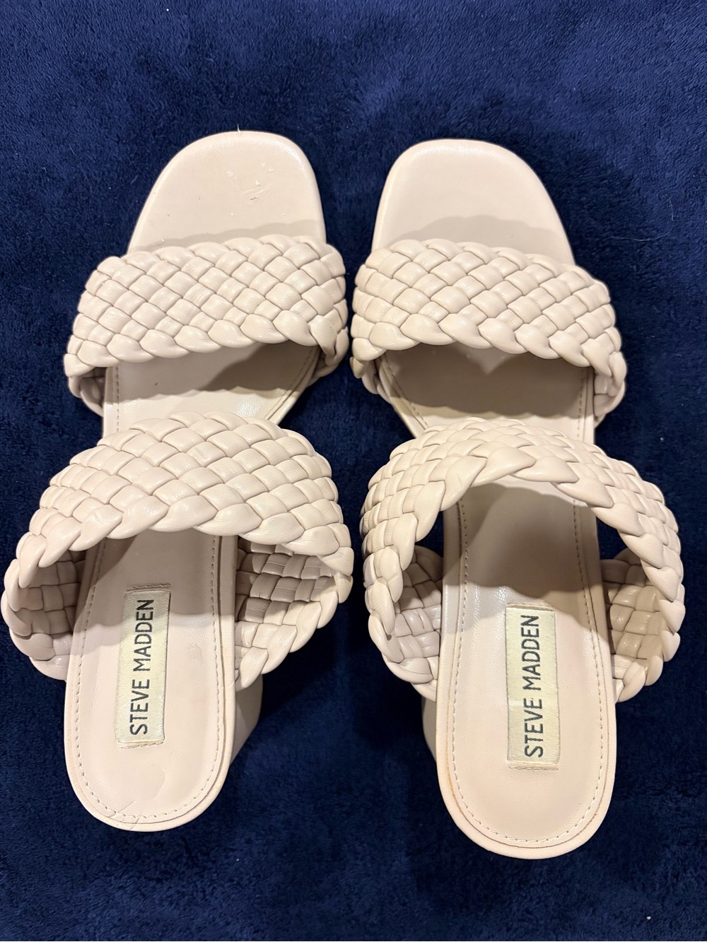 Steve Madden Braided Double-Strap Slide Sandals in Cream